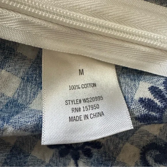 Blue Rain Gingham Embroidered Peplum Tank Top Medium - Picture 10 of 10